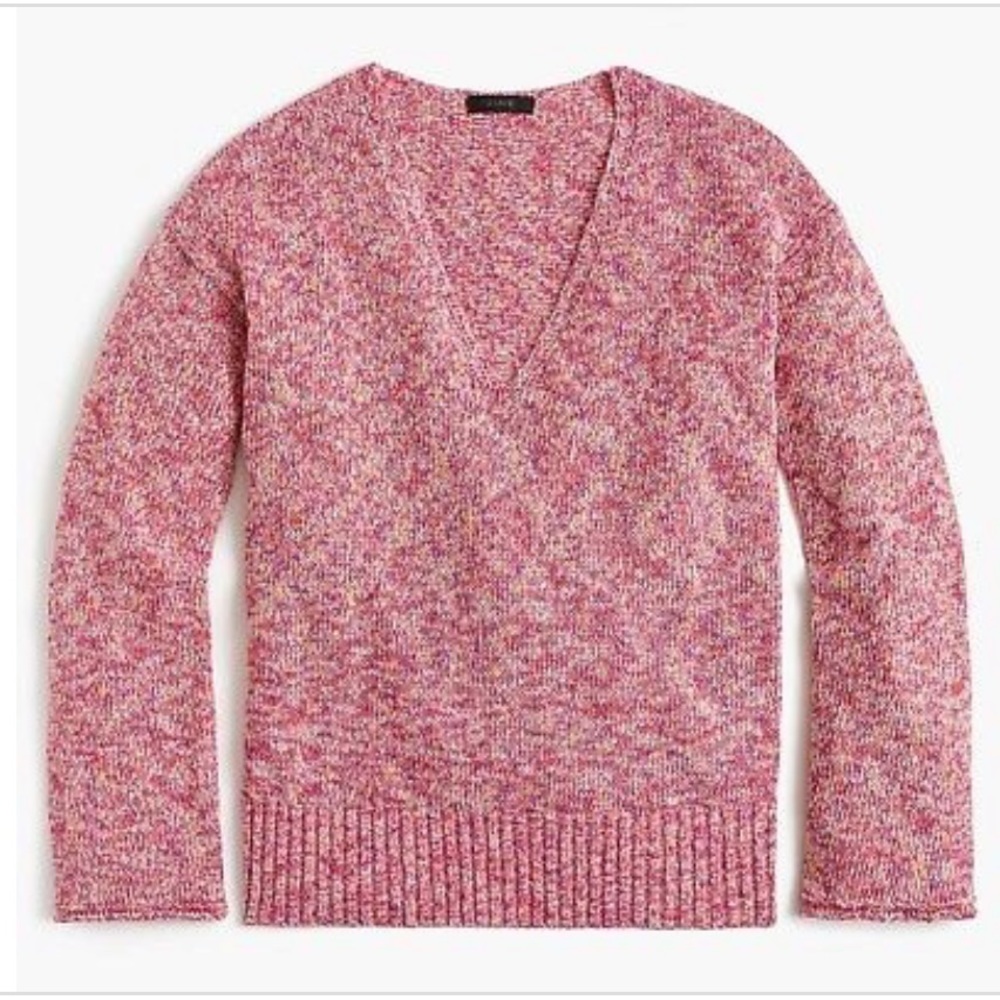 Flared-sleeve marled swing sweater